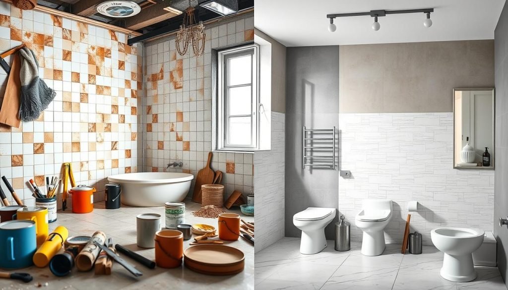 DIY bathroom renovations contrast with professional help for remodeling